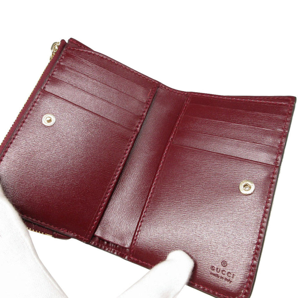 Gucci Bifold Wallet 790036 GG canvas, leather Bordeaux L-shaped zipper compact wallet Women