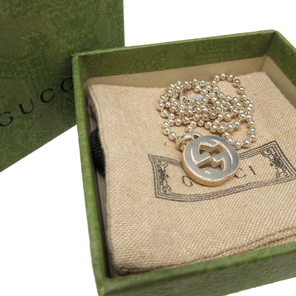 Gucci Necklace Silver925 Silver Ball chain Interlocking G unisex(Unisex)