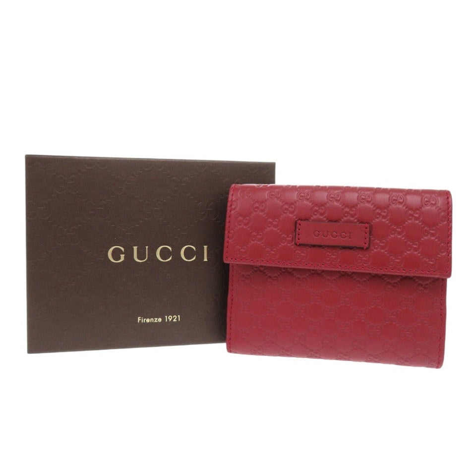 Gucci Bifold Wallet 464916 leather Red Micro Guccisima Women