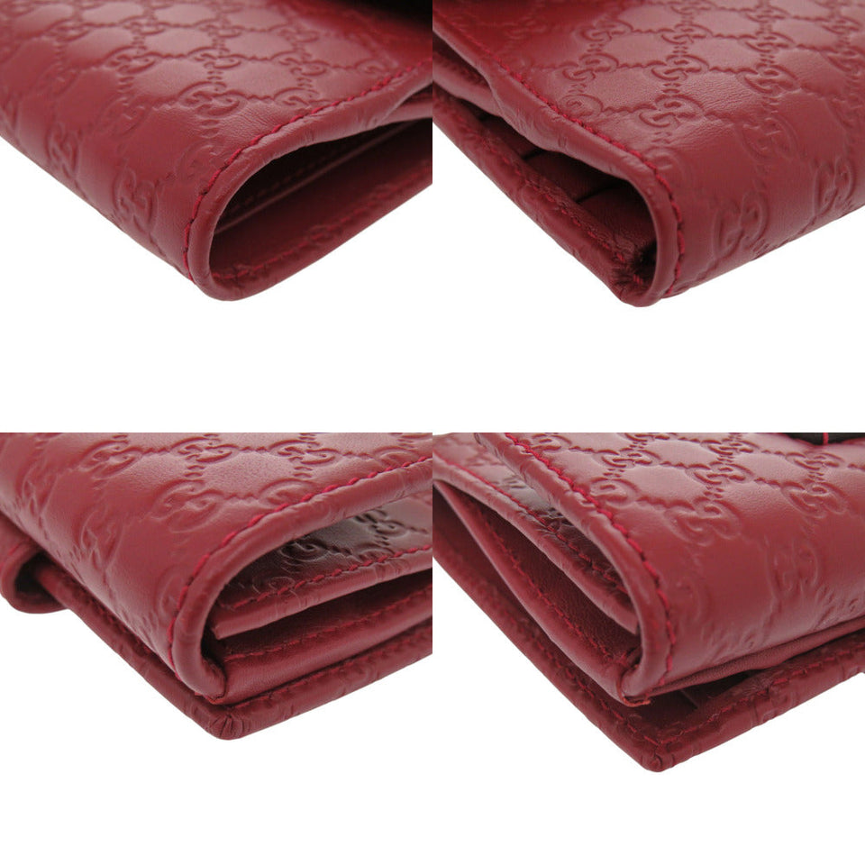 Gucci Bifold Wallet 464916 leather Red Micro Guccisima Women