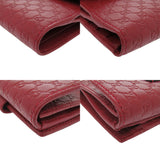 Gucci Bifold Wallet 464916 leather Red Micro Guccisima Women