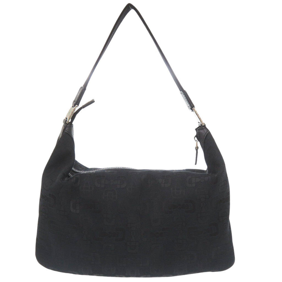 Gucci Shoulder Bag 211523 canvas black Horsebit Pattern Women