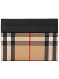 Luxury Burberry Sandon Vintage Check Card Wallet Black