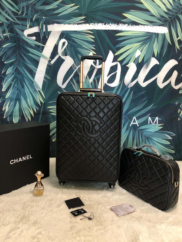 Chanel Quilted Cabin Luggage Set Black | Bags Junction Travel Collection