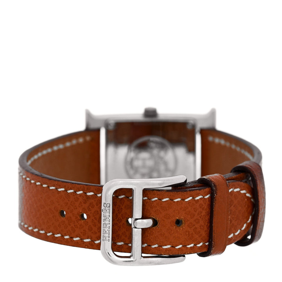Hermes Stainless Steel Epsom 21mm Heure H Hour Quartz Watch Gold