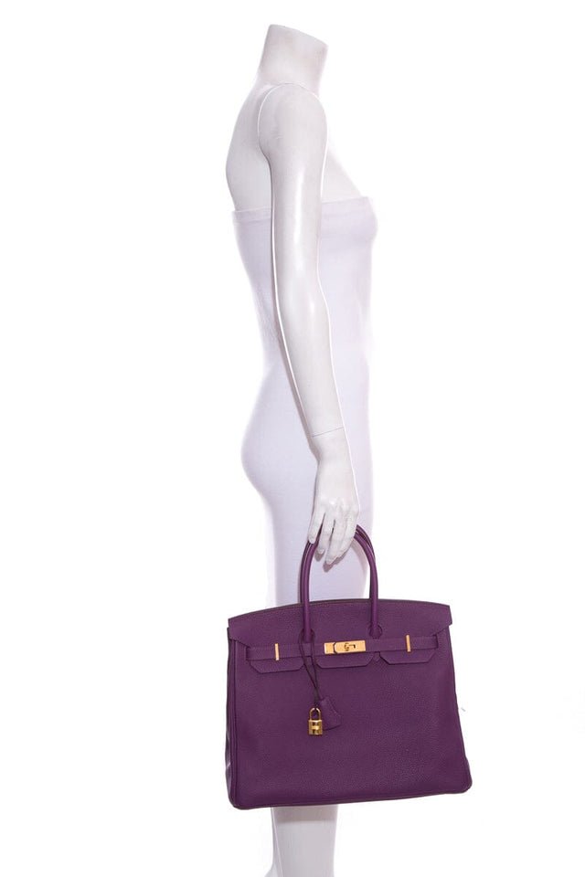 Hermes2012 Anemone 35cm Togo Birkin Handbag W/ Gold HW