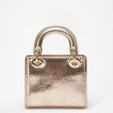 Dior Mini Lady Dior Bag Gold in Python Leather with Gold Hardware on