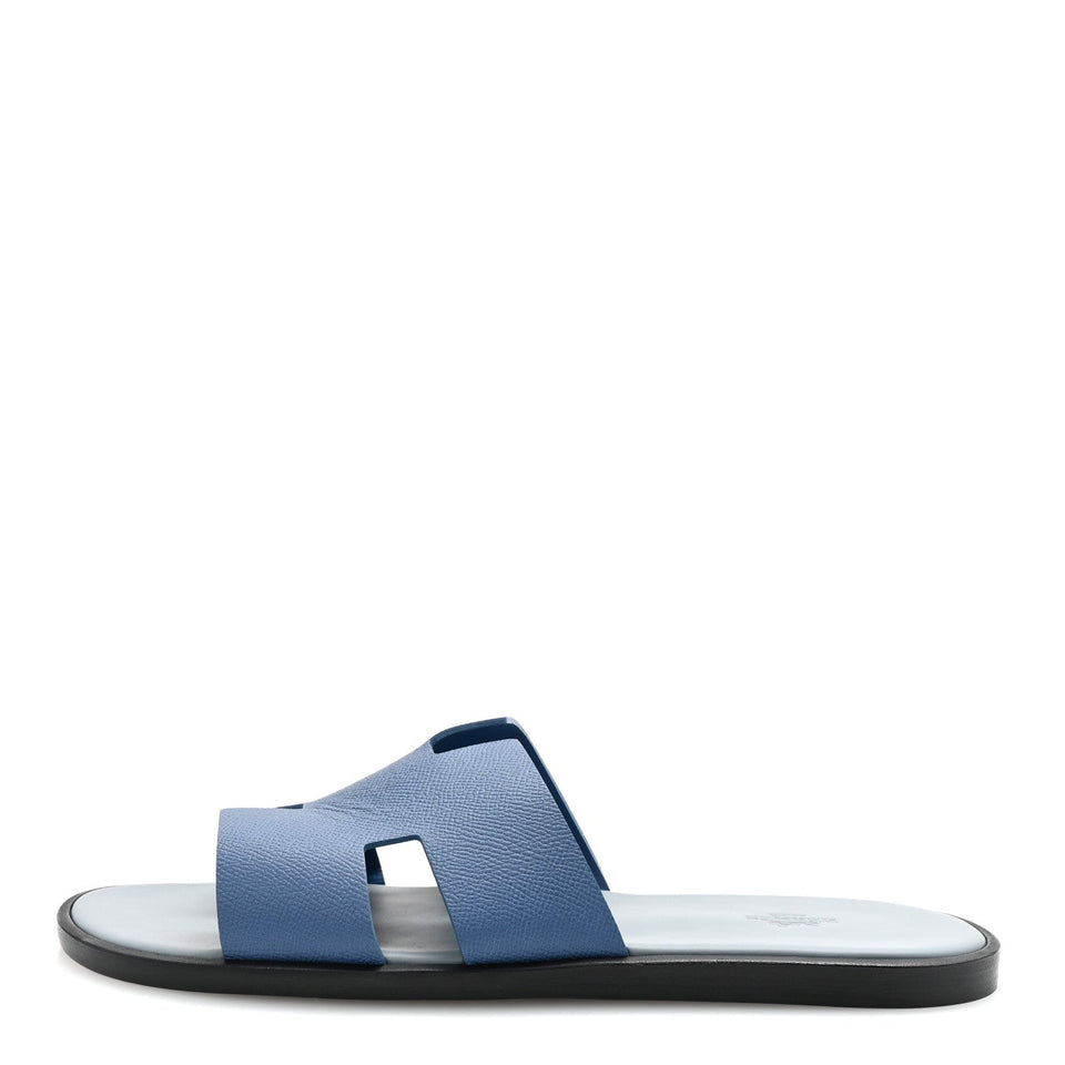 Hermes Epsom Mens Izmir Sandals 46 Bleu Bleuet Gris
