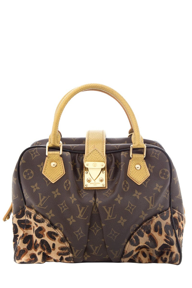 Louis Vuitton Brown Monogram Leopard Pleated Steamer Handbag