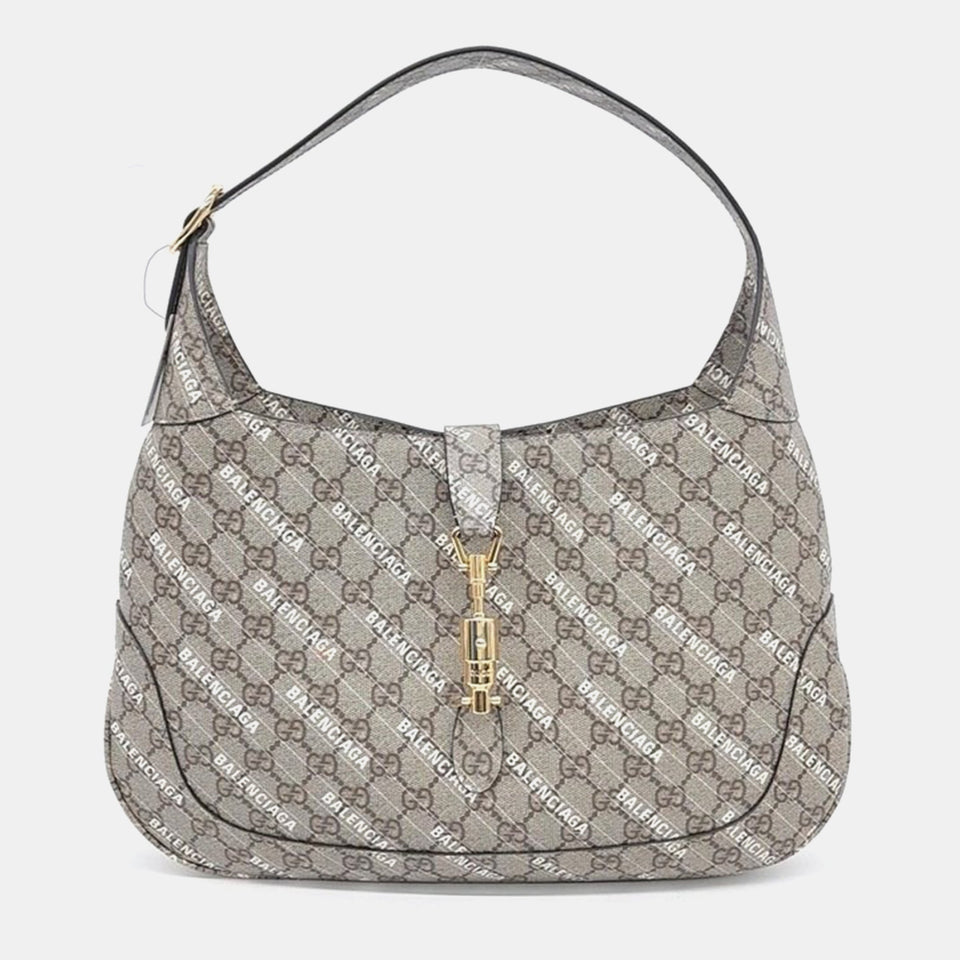 Gucci x Luxury Balenciaga Trending 2025 Beige GG Supreme Hacker Project Jackie 1961 Medium Hobo Bag