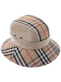 Luxury Burberry Check Pattern Bucket Hat Beige