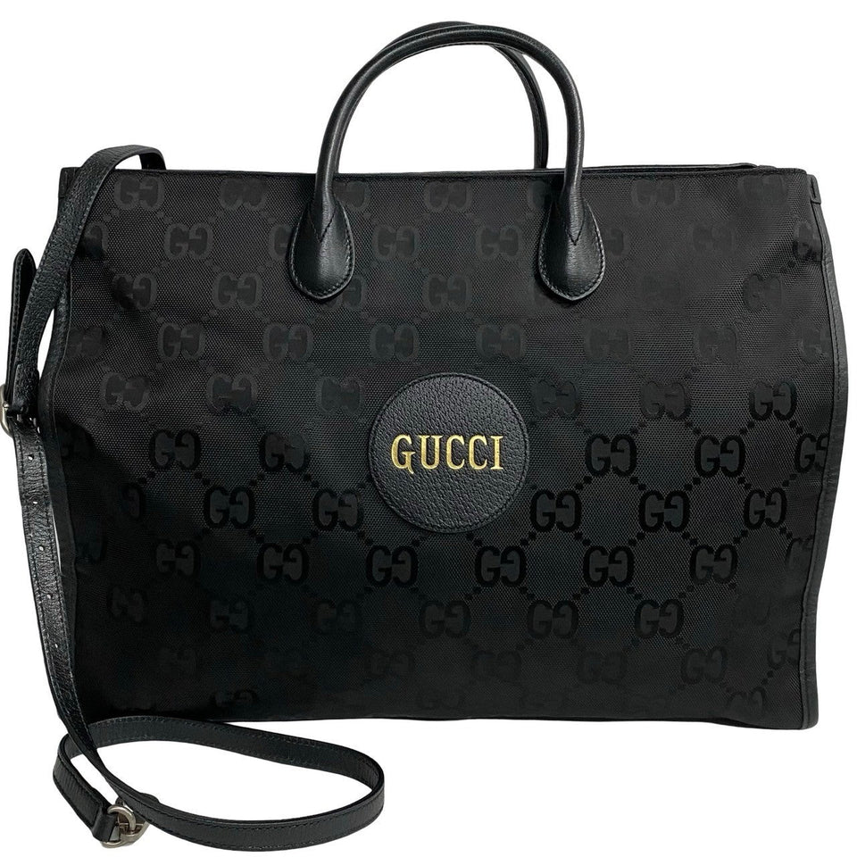 Gucci Shoulder Bag Leather, Canvas black GG monogram Off the grid Women(Unisex)