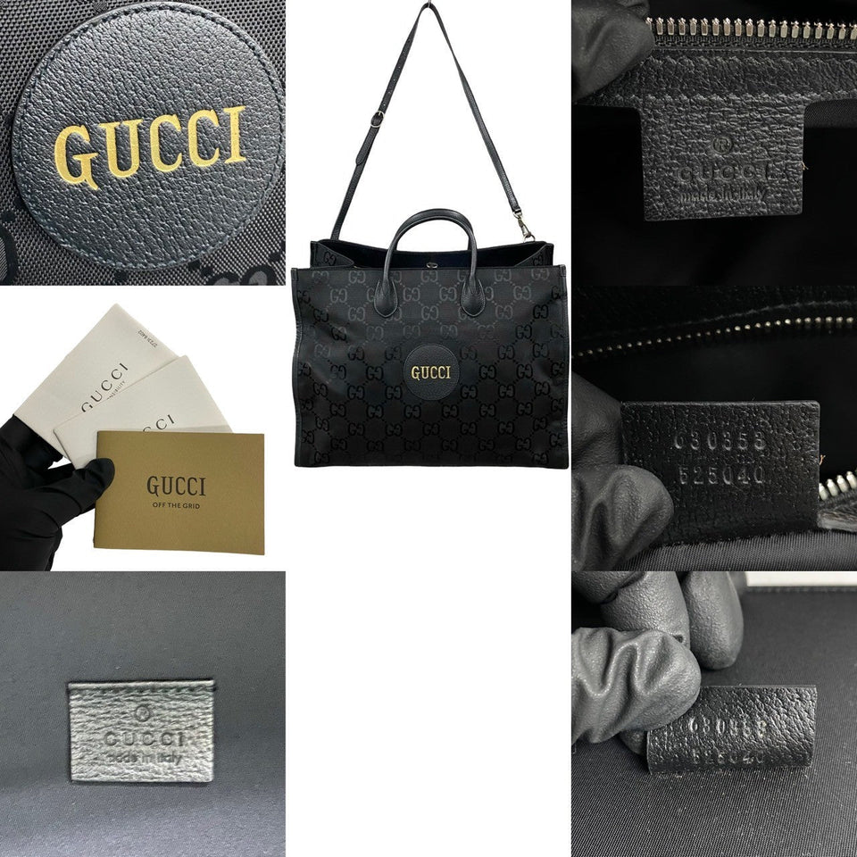 Gucci Shoulder Bag Leather, Canvas black GG monogram Off the grid Women(Unisex)