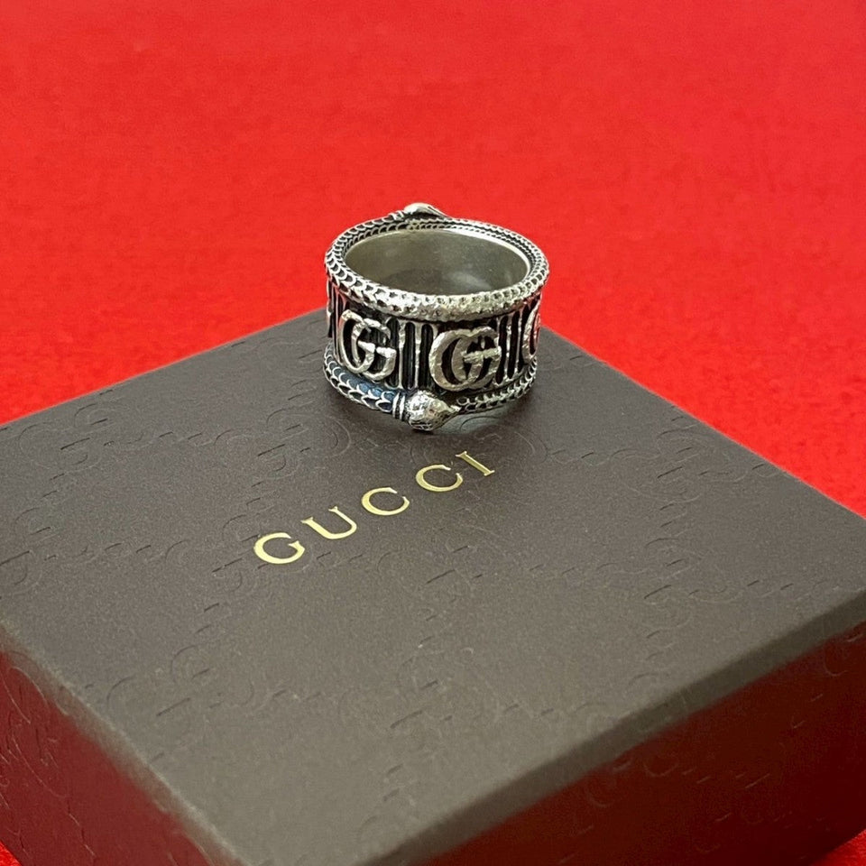 Gucci Ring Silver925 Silver Double G Snake Ring mens