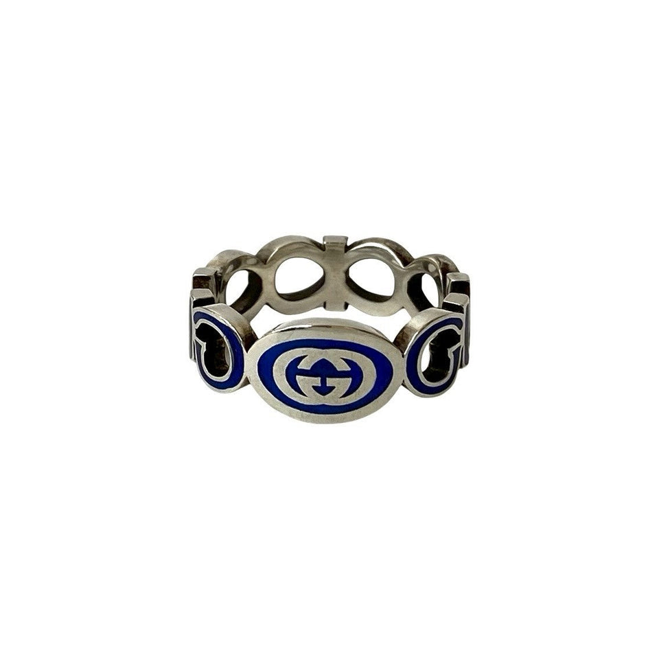 Gucci Ring Silver925 Silver Interlocking G enamel ring mens