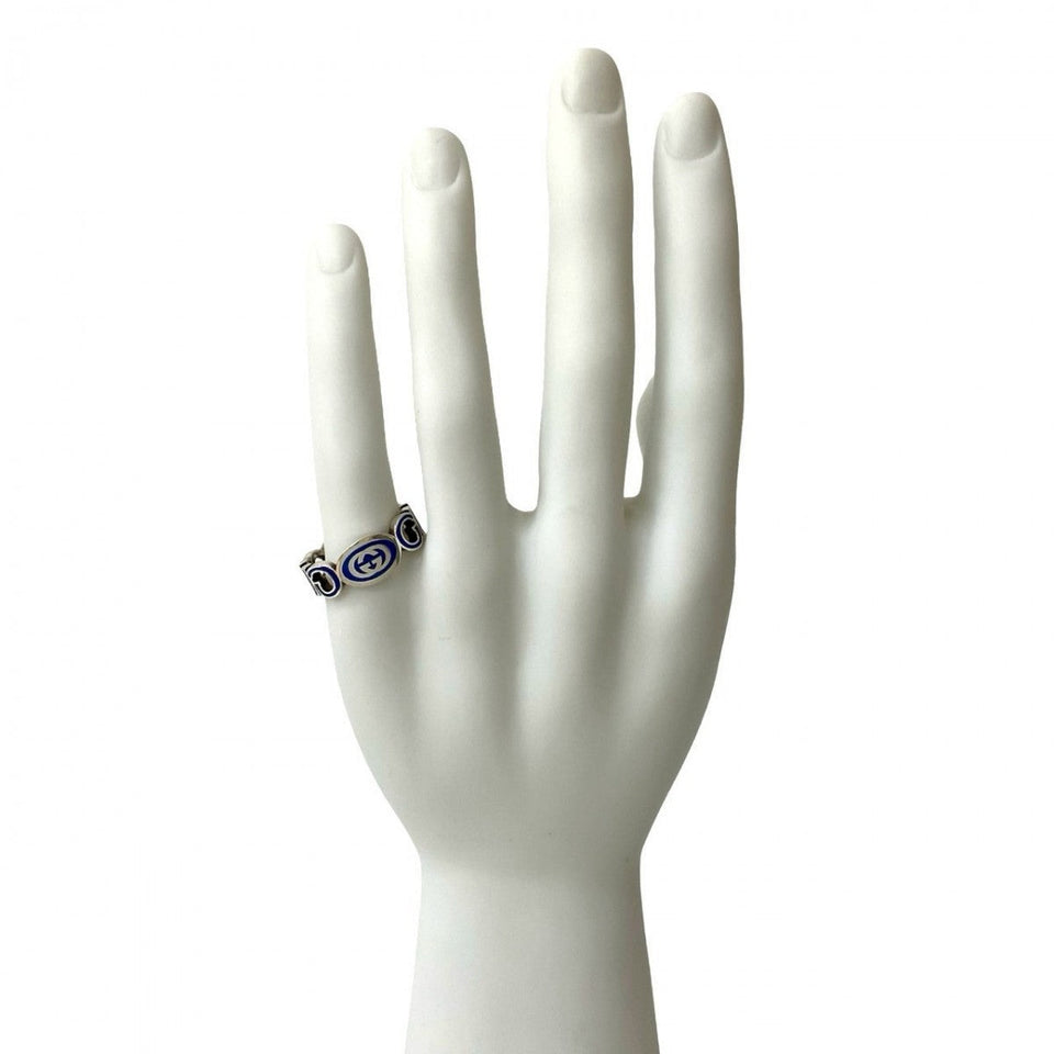 Gucci Ring Silver925 Silver Interlocking G enamel ring mens