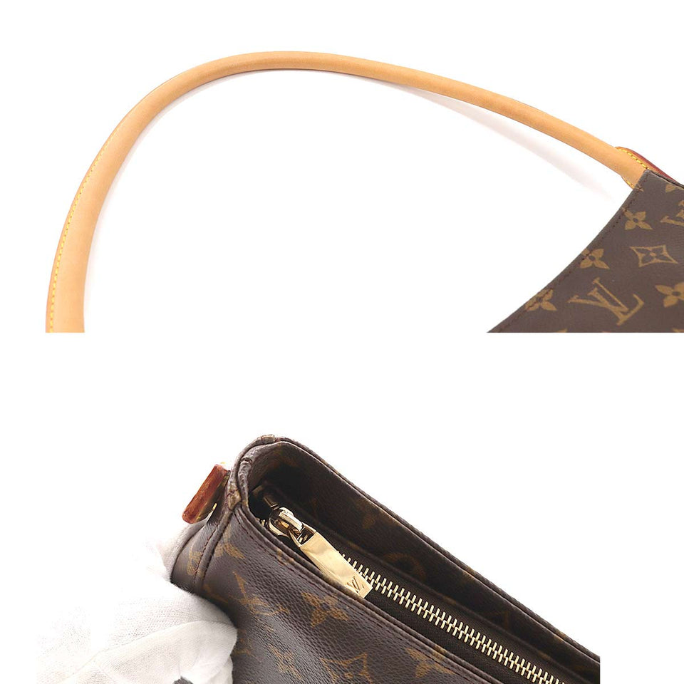 Louis Vuitton Monogram Looping GM Shoulder Bag Brown Gold Metal Fittings
