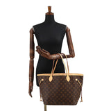 Louis Vuitton Monogram Neverfull MM Tote Bag Brown Pivoine