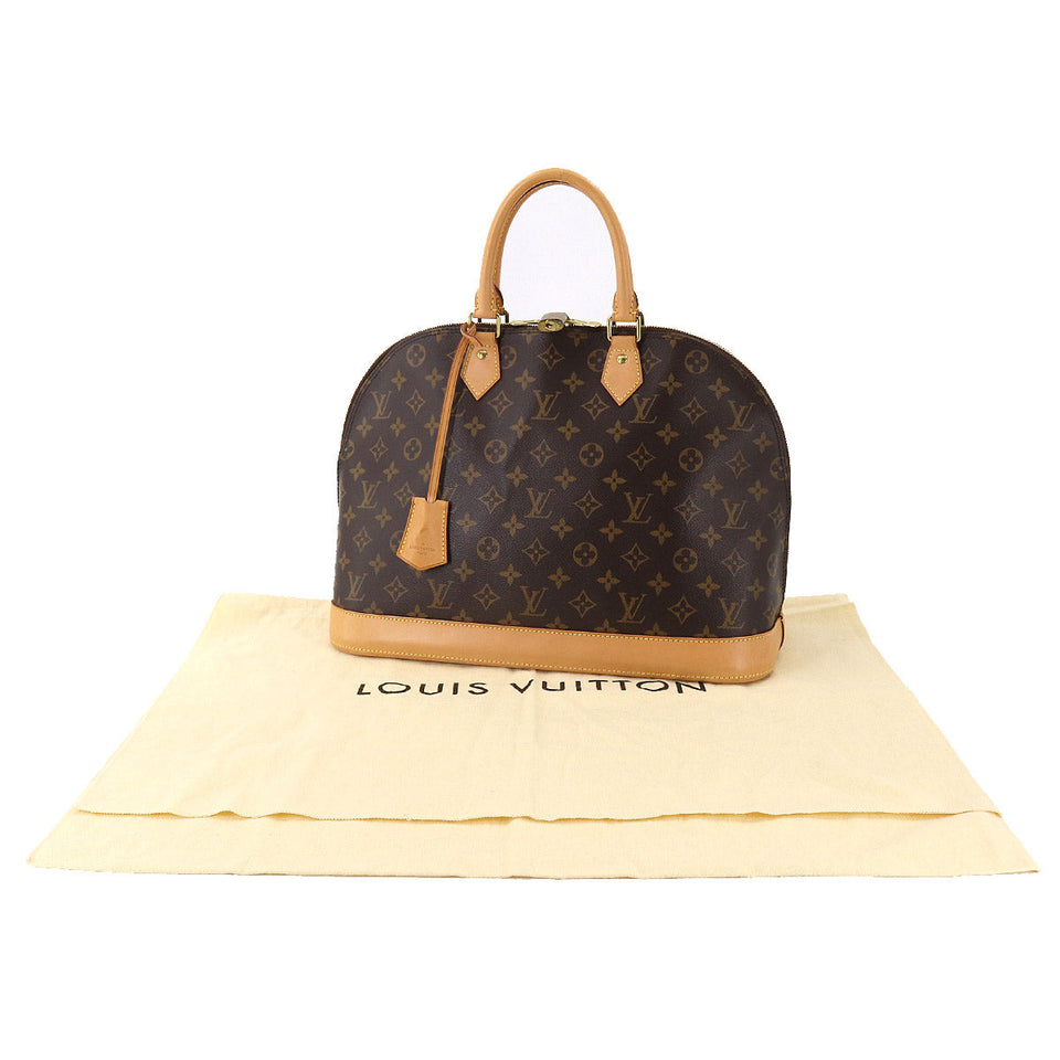 Louis Vuitton Monogram Alma GM Hand Bag Brown Gold Hardware