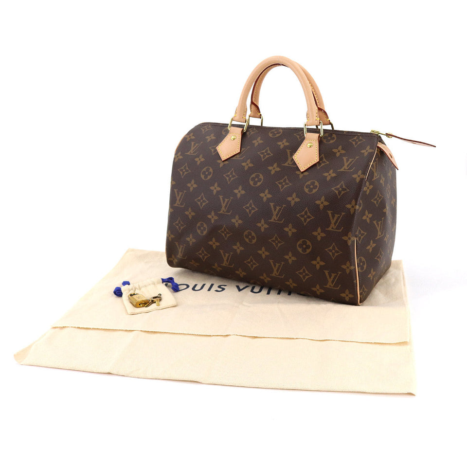 Louis Vuitton Monogram Speedy 30 Hand Bag Brown RFID Gold Hardware