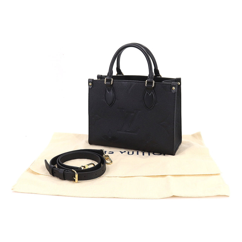 Louis Vuitton Monogram Emplant Onthego PM 2way Tote Shoulder Bag Noir