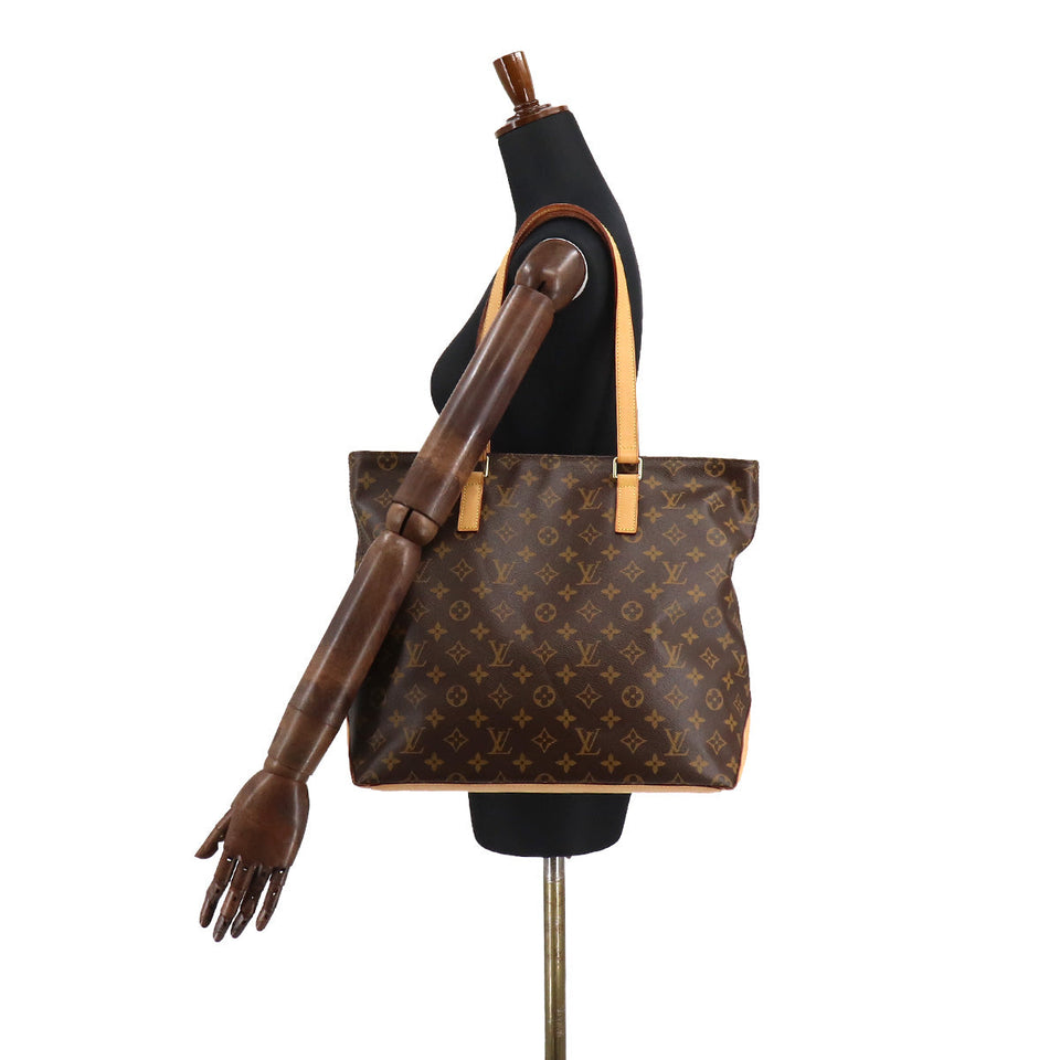 Louis Vuitton Monogram Cabas Mezzo Tote Bag Brown Gold Metal Fittings