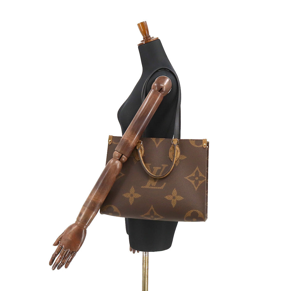 Louis Vuitton Giant Monogram On The Go MM 2 Way Tote Shoulder Bag