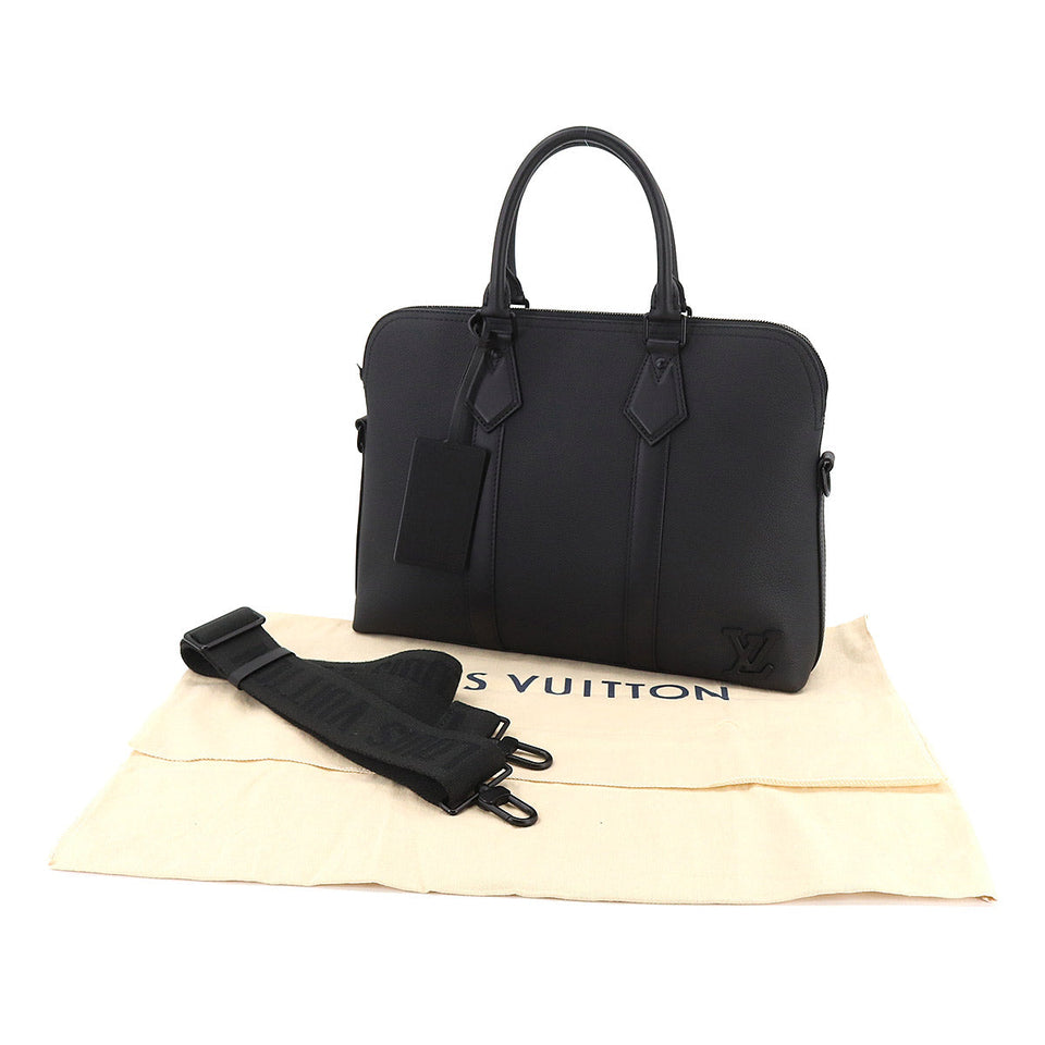 Louis Vuitton Aerogram Takeoff Shoulder Bag Leather Black