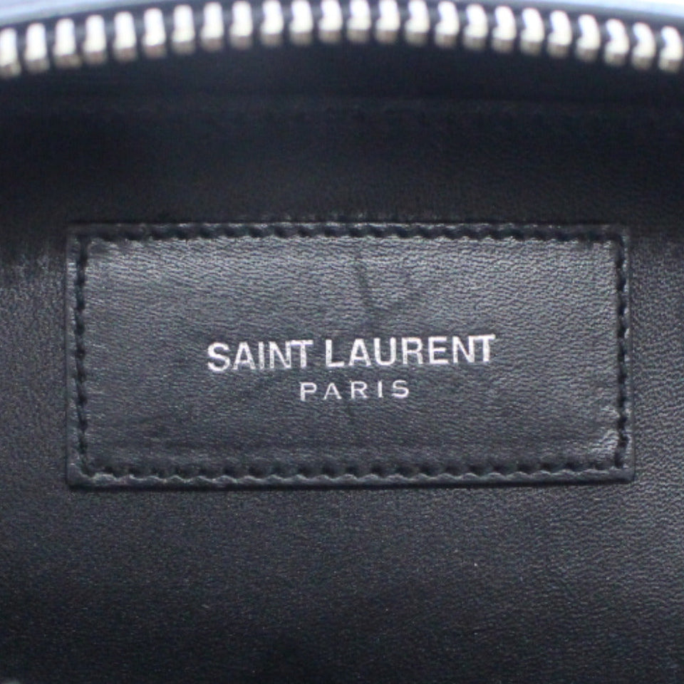 Saint Laurent- Paris Chain Shoulder Bag Baby Duffle Black White Leather