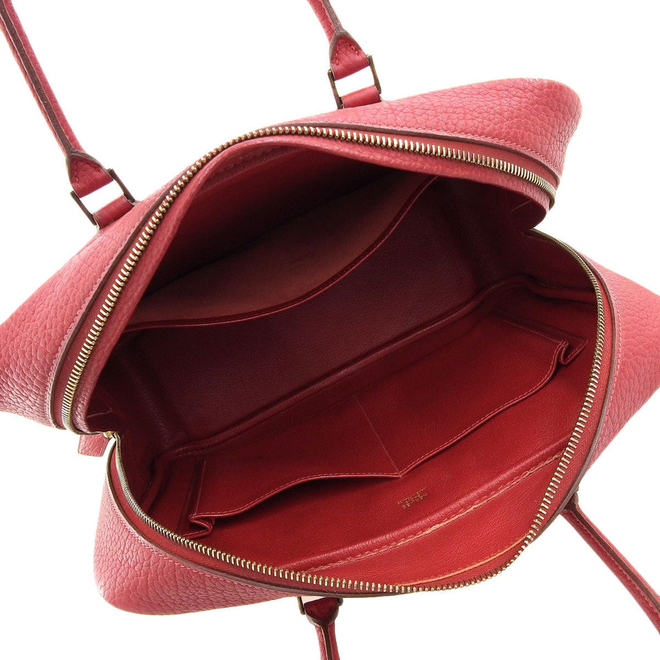 Hermes Plume 32 Handbag Togo Crimson Red Series Gold Metal Fittings