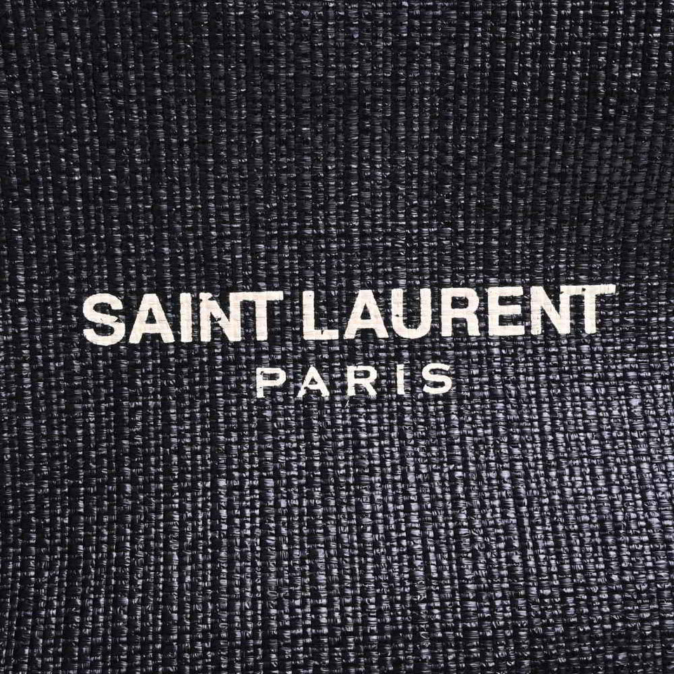 Saint Laurent- Raffia Leather Teddy Tote Bag Black