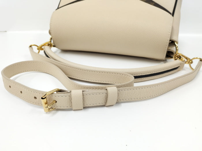 Louis Vuitton Double V Shoulder Bag Leather Monogram Creme
