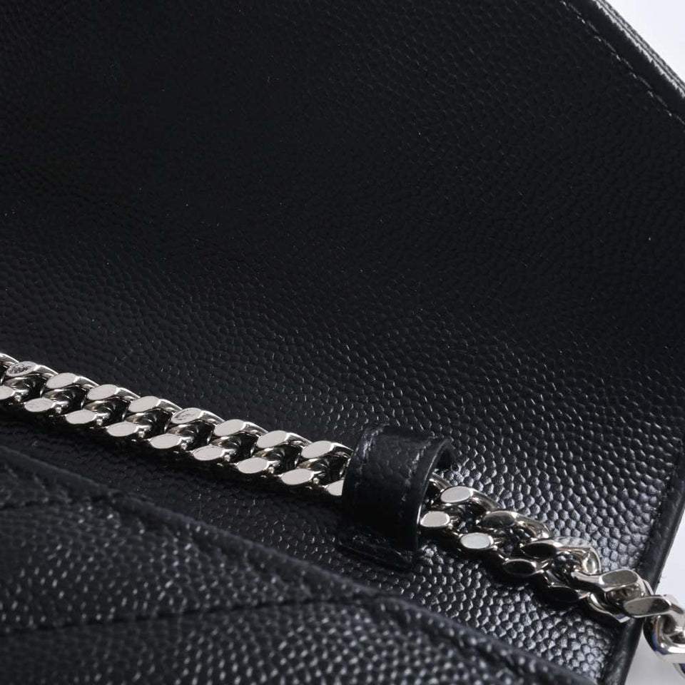 Saint Laurent- Leather Chain Shoulder Wallet Long Wallet Black