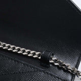 Saint Laurent- Leather Chain Shoulder Wallet Long Wallet Black