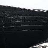 Saint Laurent- Leather Round Zipper Long Wallet Black
