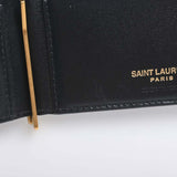 Saint Laurent- Leather Money Clip Bill Clip Wallet Billfold Black
