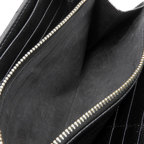 Saint Laurent- Leather V-stitch Bi-fold Long Wallet Black