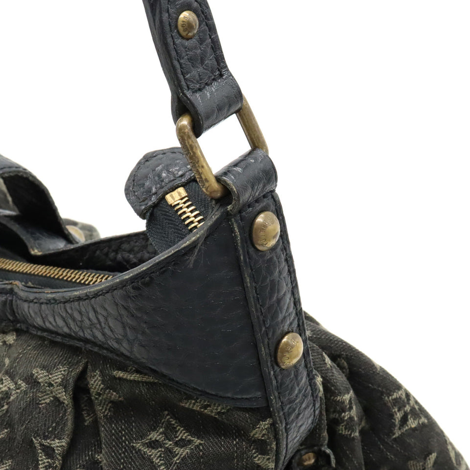 Louis Vuitton Monogram Denim XS Shoulder Bag Diagonal Canvas Leather Black
