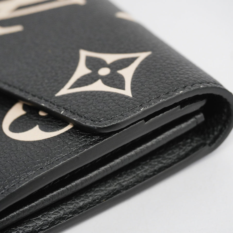 Louis Vuitton Bifold Long Wallet Monogram Implant Portefeuille Sarah Black