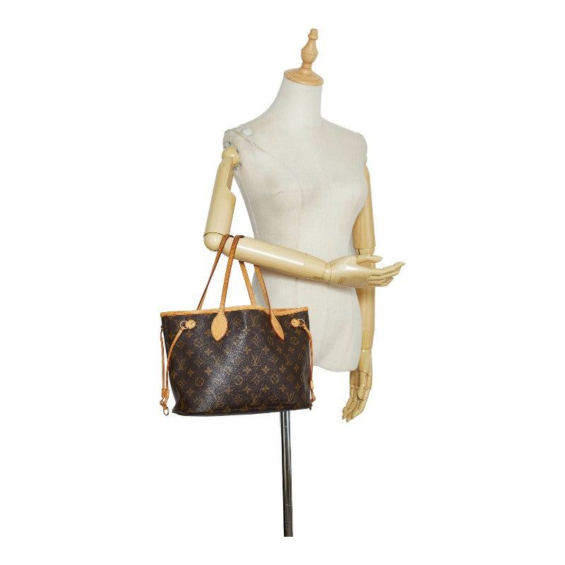 Louis Vuitton Monogram Neverfull PM Handbag Tote Bag Brown
