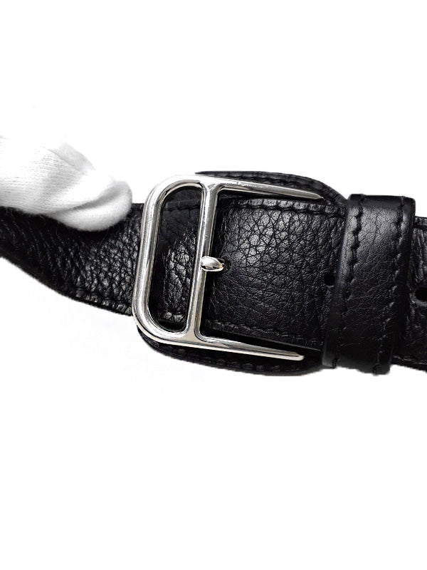 Hermes Steve Buzas Engraved Shoulder Bag Black