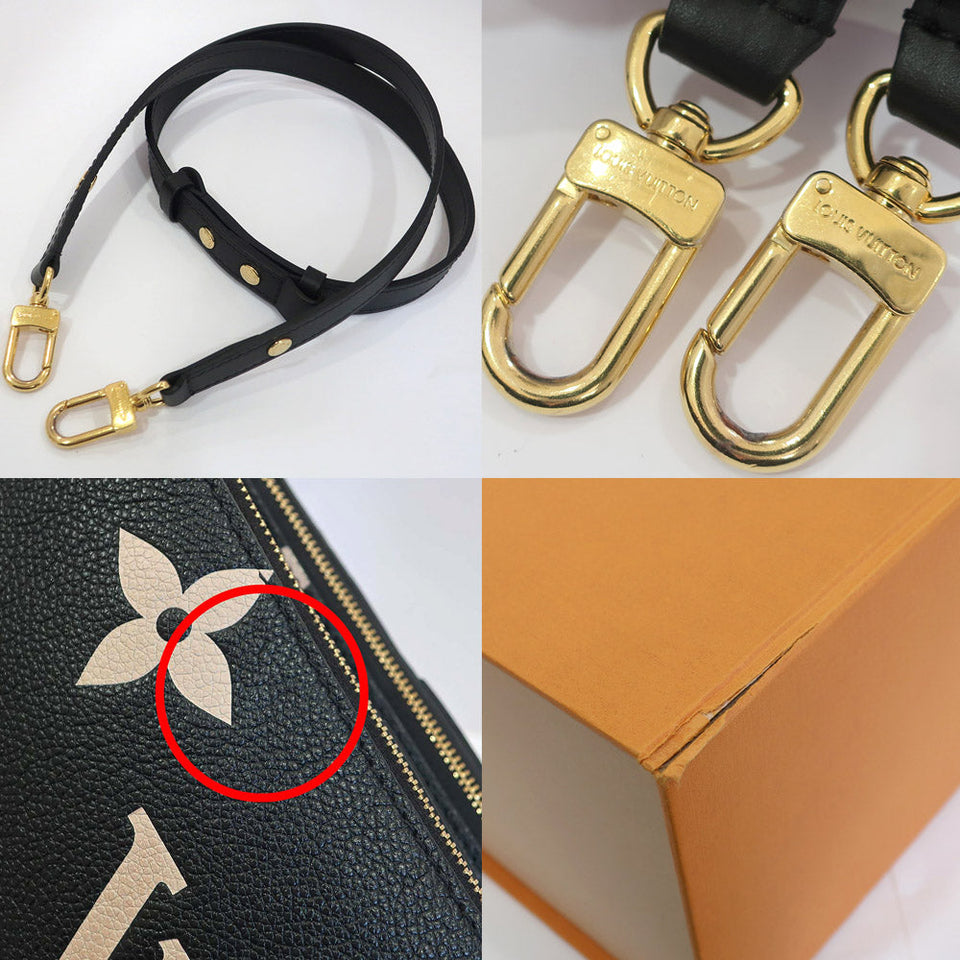 Louis Vuitton Multi Pochette Accessoires Bag Monogram Implant Leather Black Creme