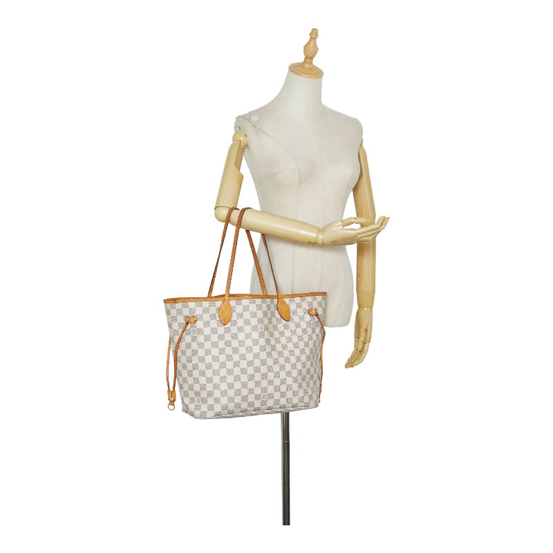 Louis Vuitton Damier Azur Neverfull MM Tote Bag Shoulder Bag White
