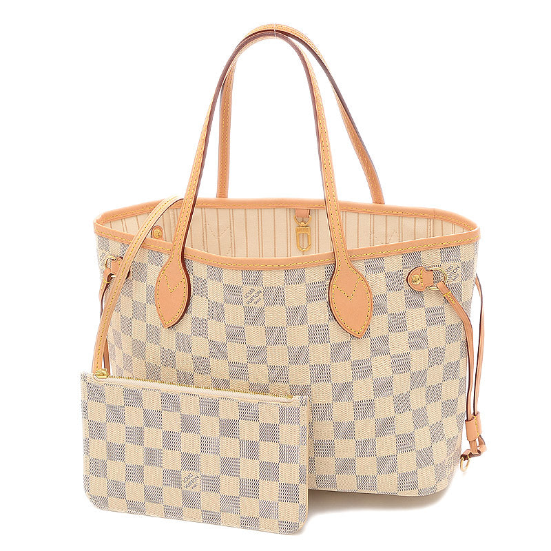 Louis Vuitton Damier Azur Neverfull PM Tote Bag With Pouch