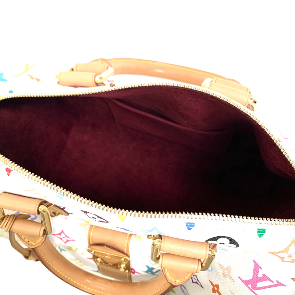 Louis Vuitton Monogram Multicolor Speedy 30 Boston Bag WH Bron White
