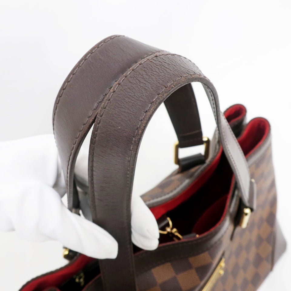 Louis Vuitton Hampstead PM Tote Bag Handbag Damier Dark Brown