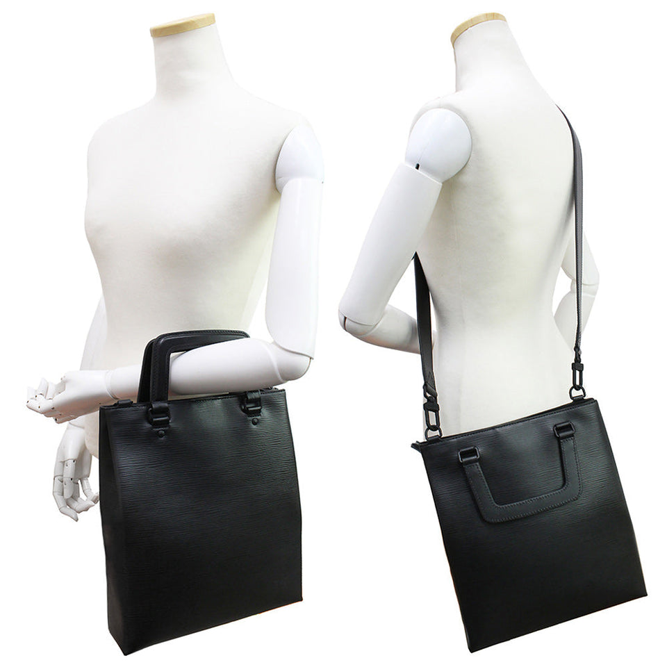 Louis Vuitton Epi Leather Sac Plat Fold Shoulder Bag Black
