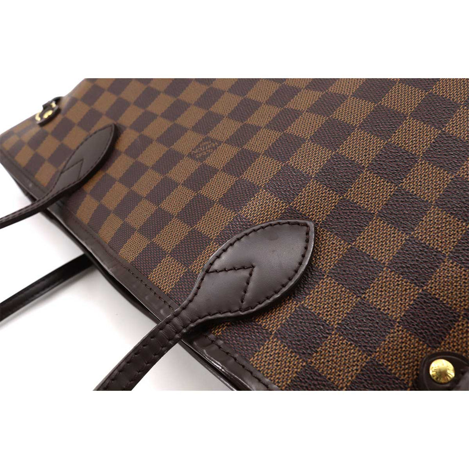 Louis Vuitton Damier Neverfull MM Tote Bag Ebene Cerise Brown Gold Hardware