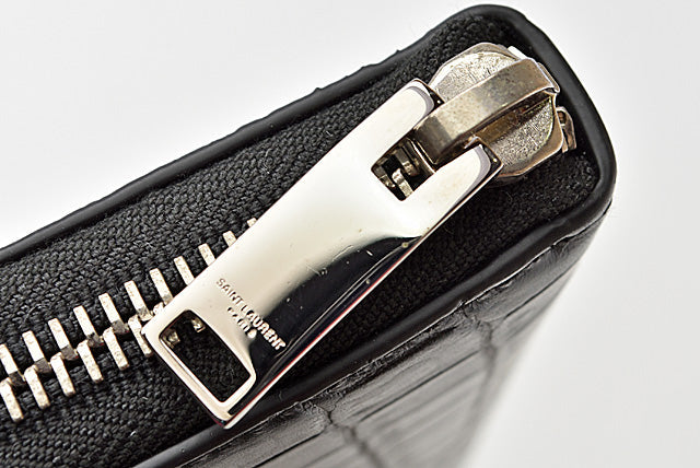 Saint Laurent- Wallet Long Wallet Monogram Crocodile Leather Black
