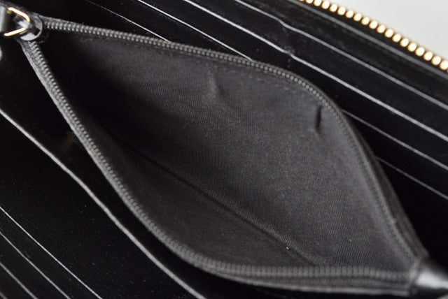 Saint Laurent- Paris Wallet Long Wallet Round Zipper Leather Black